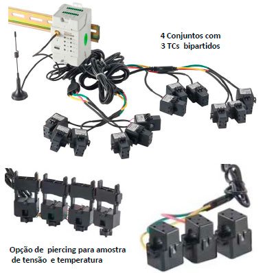 Medidor de energia wireless 4 canais mew 400
